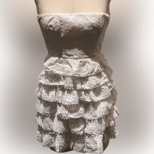 Jill Stuart Collection corset bustier lined cotton eyelet mini dress white sz. 0